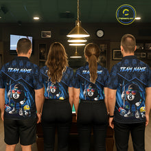 Load image into Gallery viewer, Blue Funny 8 Ball Pool Billiard Shirt For Women Custom Flame Billiard Team Jersey Polo &amp; 1/4 Zip TDM6346