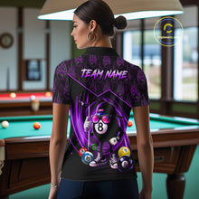 Load image into Gallery viewer, Purple Funny 8 Ball Pool Billiard Shirt For Women Custom Flame Billiard Team Jersey Polo &amp; 1/4 Zip TDM6348
