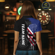 Load image into Gallery viewer, Grunge American Flag Skull Darts Shirt For Women Custom Patriotic Darts Team Jerseys Polo &amp; 1/4 Zip TDM4197