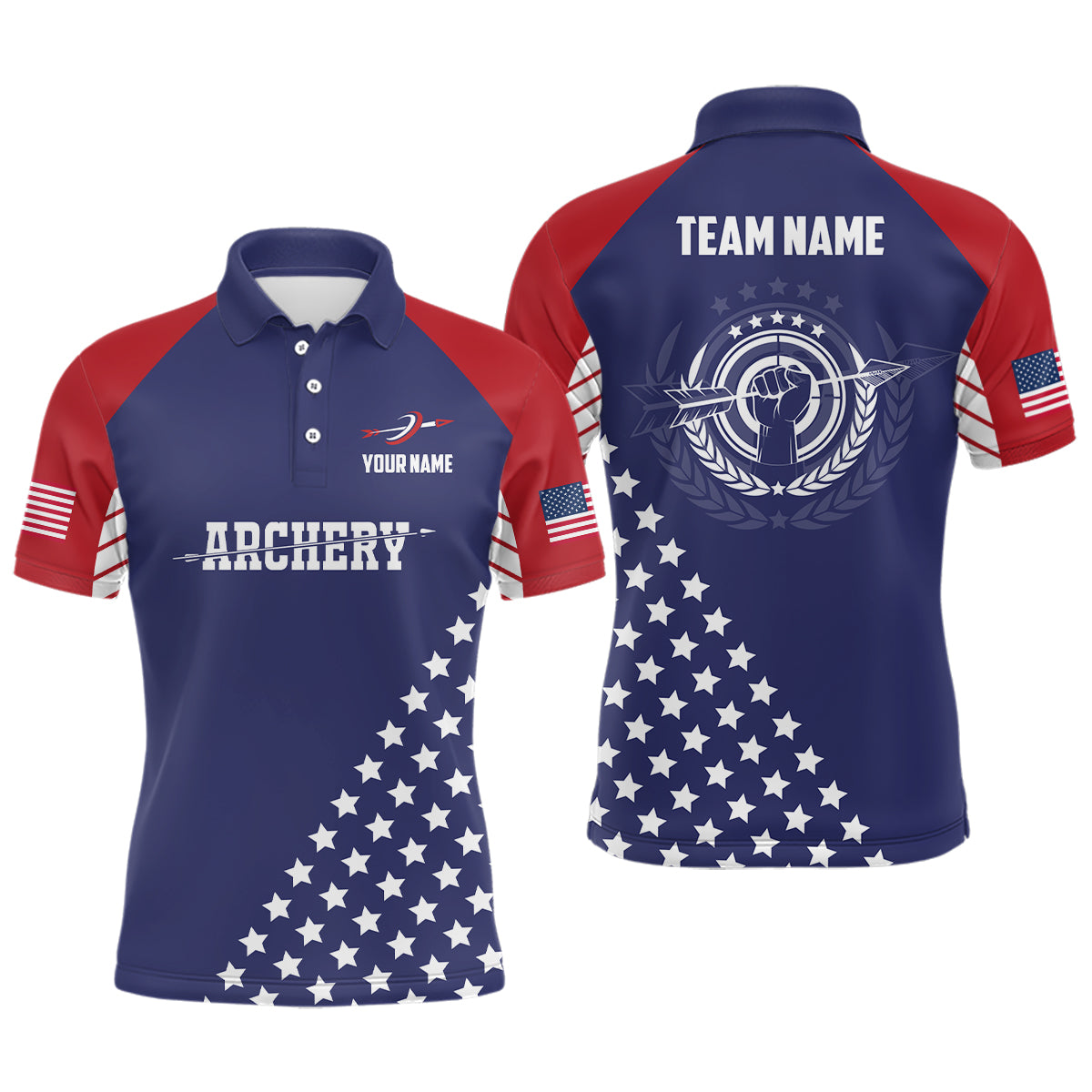 Personalized US Archery Polo Shirts For Men Custom Team Name  American Flag Archery Jerseys TDM0590