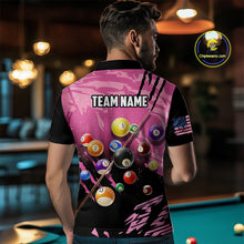 Load image into Gallery viewer, Personalized Pink Black Billiard Shirt For Men Custom 8 Ball Pool Billiard Jersey Polo &amp; 1/4 Zip TDM5472