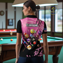 Load image into Gallery viewer, Personalized Pink Black Billiard Shirt For Women Custom 8 Ball Pool Billiard Jersey Polo &amp; 1/4 Zip TDM5472