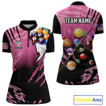 Load image into Gallery viewer, Personalized Pink Black Billiard Shirt For Women Custom 8 Ball Pool Billiard Jersey Polo &amp; 1/4 Zip TDM5472