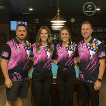 Load image into Gallery viewer, Personalized Pink Black Billiard Shirt For Women Custom 8 Ball Pool Billiard Jersey Polo &amp; 1/4 Zip TDM5472