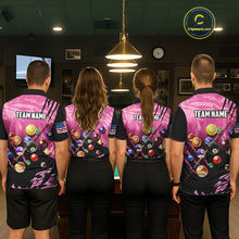 Load image into Gallery viewer, Personalized Pink Black Billiard Shirt For Women Custom 8 Ball Pool Billiard Jersey Polo &amp; 1/4 Zip TDM5472