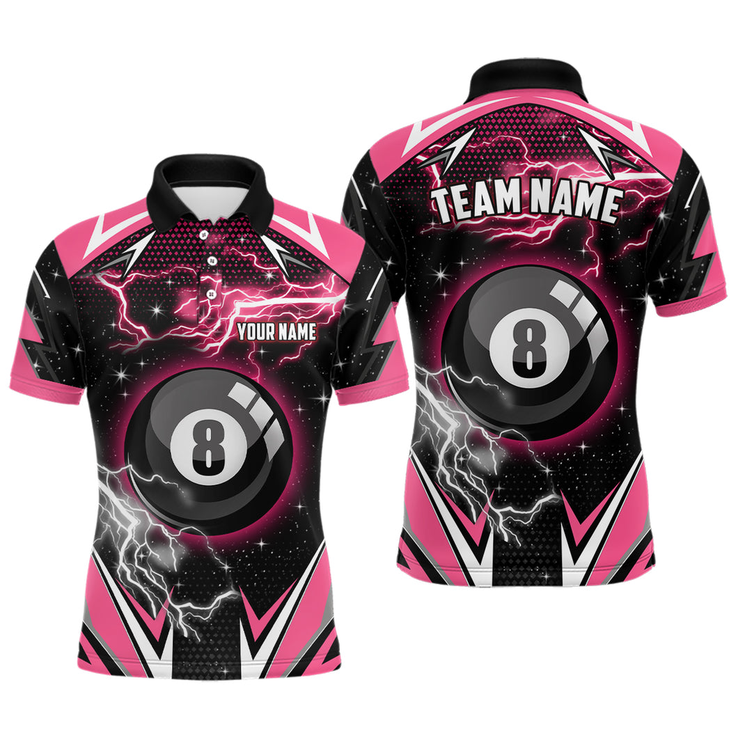 Pink 8 Ball Pool Billiard Jersey Custom Men Polo Shirts, Team League Billiard Valentine Sport Shirt TDM0918