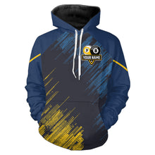 Load image into Gallery viewer, Personalized Blue Yellow 8 Ball &amp; 9 Ball Pool Hoodie For Men Women Custom Billiard Hoodie Jersey TDM5745