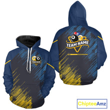 Load image into Gallery viewer, Personalized Blue Yellow 8 Ball &amp; 9 Ball Pool Hoodie For Men Women Custom Billiard Hoodie Jersey TDM5745