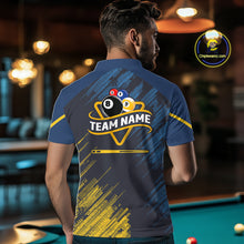 Load image into Gallery viewer, Personalized Blue Yellow 8 Ball &amp; 9 Ball Pool Polo &amp; 1/4 Zip For Men Custom Team Billiard Jersey TDM5745