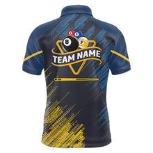 Load image into Gallery viewer, Personalized Blue Yellow 8 Ball &amp; 9 Ball Pool Polo &amp; 1/4 Zip For Men Custom Team Billiard Jersey TDM5745