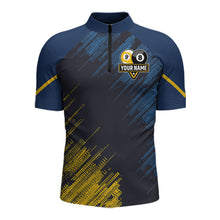 Load image into Gallery viewer, Personalized Blue Yellow 8 Ball &amp; 9 Ball Pool Polo &amp; 1/4 Zip For Men Custom Team Billiard Jersey TDM5745