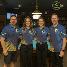 Load image into Gallery viewer, Personalized Blue Yellow 8 Ball &amp; 9 Ball Pool Polo &amp; 1/4 Zip For Women Custom Team Billiard Jersey TDM5745