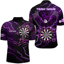 Load image into Gallery viewer, Personalized Thunder Lightning Eagle Purple Darts Shirt Polo &amp; Quarter Zip For Men Dart Team Jersey TDM3578