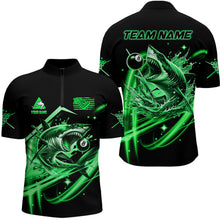 Load image into Gallery viewer, Green 8 Ball Pool Billiard Shark Polo &amp; Quarter Zip For Men Custom Team League Billiard Jersey TDM3732