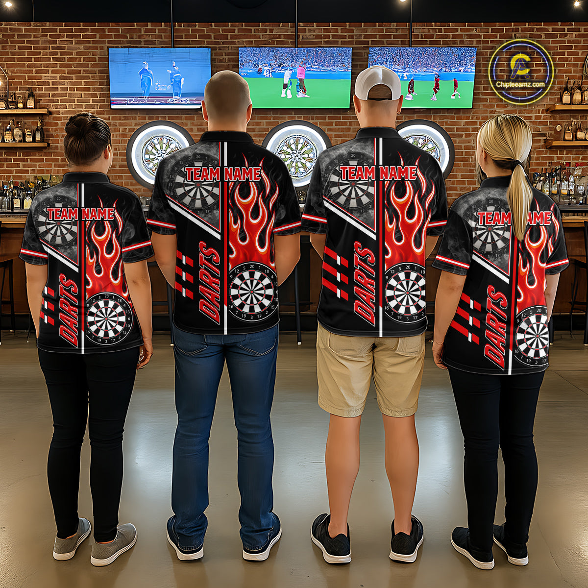 Black And Red Flaming Smoke Darts Shirt For Women Custom Darts Jersey Team Polo & 1/4 Zip TDM6095