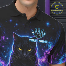 Load image into Gallery viewer, Neon Funny Cat Bowling Jersey Polo &amp; 1/4 Zip For Men Custom Bowling Team Jersey, Bowling Gifts TDM6359