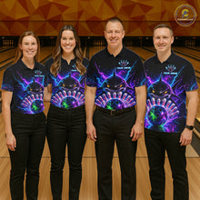 Load image into Gallery viewer, Neon Funny Shark Bowling Jersey Polo &amp; 1/4 Zip For Men Custom Bowling Team Jersey, Bowling Uniform TDM6360