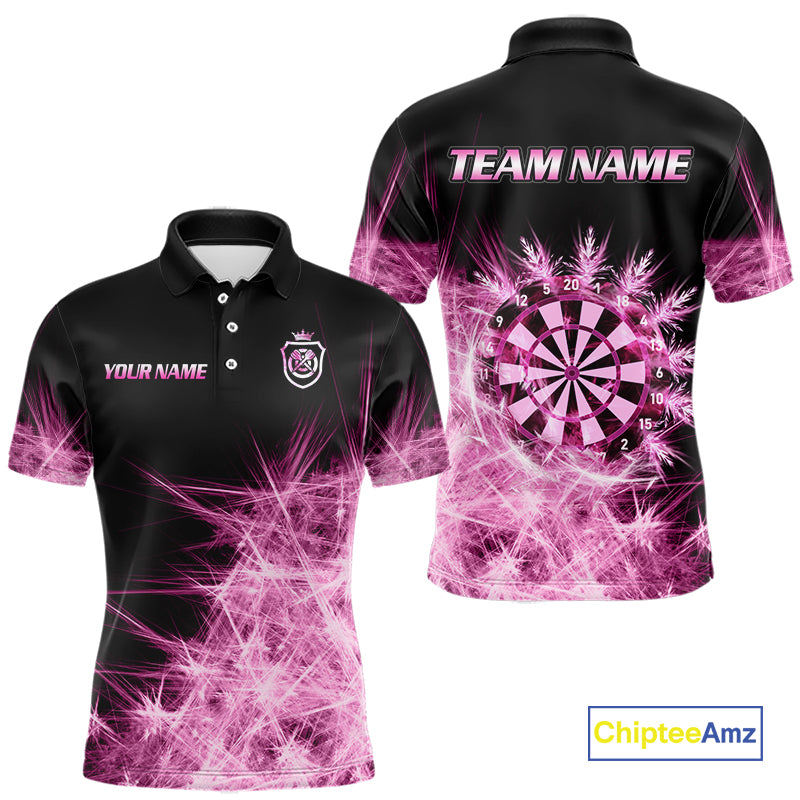 Pink Icy Light Darts Polo & Quarter Zip Shirts For Men Custom Dart Shirts For Team Darts Jerseys TDM7270