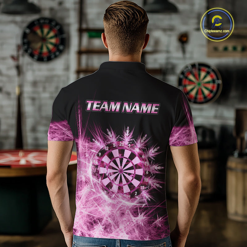 Pink Icy Light Darts Polo & Quarter Zip Shirts For Men Custom Dart Shirts For Team Darts Jerseys TDM7270