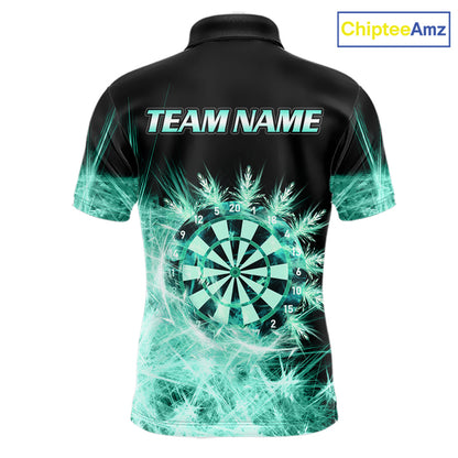 Teal Icy Light Darts Polo & Quarter Zip Shirts For Men Custom Dart Shirts For Team Darts Jerseys TDM7271