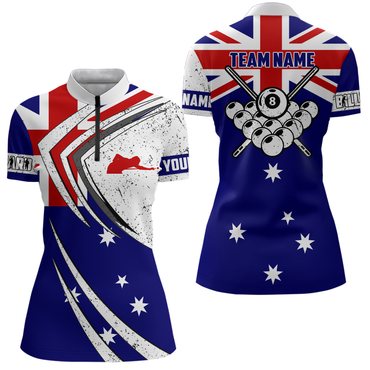 Personalized Billiard Balls Australia Flag Women Quarter-Zip Shirts, Billiard Player Outfit TDM0596