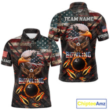 Load image into Gallery viewer, Vintage American Flag Bowling Shirt For Men Custom Eagle Bowling Team Jersey Polo &amp; 1/4 Zip TDM6107