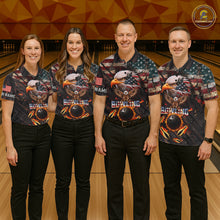 Load image into Gallery viewer, Vintage American Flag Bowling Shirt For Men Custom Eagle Bowling Team Jersey Polo &amp; 1/4 Zip TDM6107
