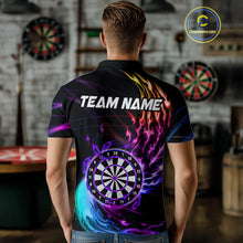 Load image into Gallery viewer, Personalized Purple Blue Dartboard Flame Dart Shirt For Men Custom Darts League Team Jerseys TDM4216