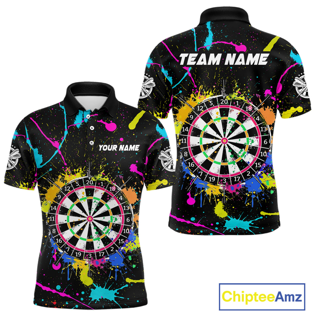 Funny Colorful Paint Darts Jersey For Men Custom Polo & Quarter Zip Darts Team Shirts Outfit TDM4602