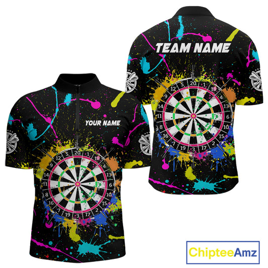 Funny Colorful Paint Darts Jersey For Men Custom Polo & Quarter Zip Darts Team Shirts Outfit TDM4602