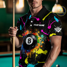 Load image into Gallery viewer, Funny 8 Ball Pool Colorful Paint Splash Custom Billiard Shirt For Men, Billiard Team Jersey Outfit TDM4603