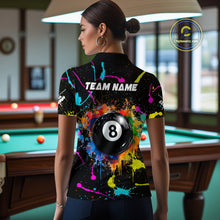 Load image into Gallery viewer, Funny 8 Ball Pool Colorful Paint Splash Custom Billiard Shirt For Women, Billiard Team Jersey Outfit TDM4603