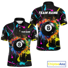 Load image into Gallery viewer, Funny 8 Ball Pool Colorful Paint Splash Custom Billiard Shirt For Men, Billiard Team Jersey Outfit TDM4603