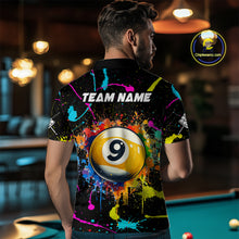 Load image into Gallery viewer, Funny 9 Ball Pool Colorful Paint Splash Custom Billiard Shirt For Men, Billiard Team Jersey Outfit TDM4604