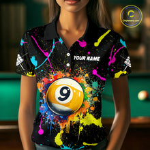 Load image into Gallery viewer, Funny 9 Ball Pool Colorful Paint Splash Custom Billiard Shirt For Women, Billiard Team Jersey Outfit TDM4604