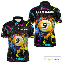 Load image into Gallery viewer, Funny 9 Ball Pool Colorful Paint Splash Custom Billiard Shirt For Men, Billiard Team Jersey Outfit TDM4604