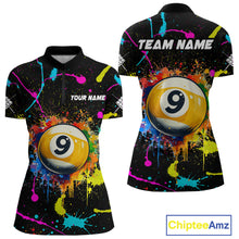 Load image into Gallery viewer, Funny 9 Ball Pool Colorful Paint Splash Custom Billiard Shirt For Women, Billiard Team Jersey Outfit TDM4604