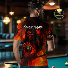 Load image into Gallery viewer, Orange Flaming Grim Reaper 8 Ball Billiard Shirt For Men Custom Halloween Pool Team Shirt Outfit TDM4811
