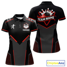 Load image into Gallery viewer, Personalized Bowling Jersey For Women Custom Black And Red Bowling Team Shirt Polo &amp; 1/4 Zip TDM6116