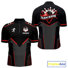 Load image into Gallery viewer, Personalized Bowling Jersey For Men Custom Black And Red Bowling Team Shirt Polo &amp; 1/4 Zip TDM6116