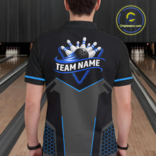 Load image into Gallery viewer, Personalized Bowling Jersey For Men Custom Black And Blue Bowling Team Shirt Polo &amp; 1/4 Zip TDM6117