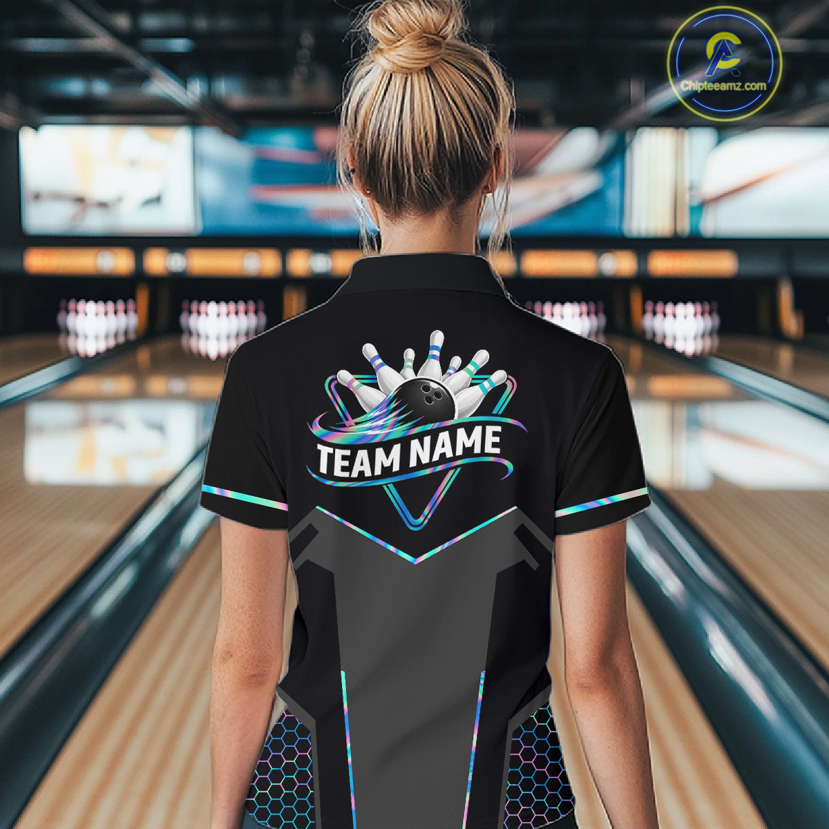 Personalized Holographic Bowling Jersey For Women Custom Bowling Team Shirts Polo & Quarter Zip TDM6118