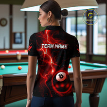 Load image into Gallery viewer, Red And Black 8 Ball Striking Thunder Lightning Billiard Shirt For Women Custom Pool Team Jerseys TDM4388