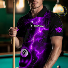 Load image into Gallery viewer, Purple And Black 8 Ball Striking Thunder Lightning Billiard Shirt For Men Custom Pool Team Jerseys TDM4390