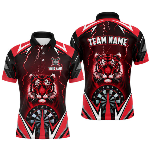 Personalized Tiger 3D Printed Darts Shirts For Men Custom Thunder Lightning Red Darts Jersey TDM2779