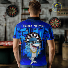 Load image into Gallery viewer, Blue Funny Shark Custom Darts Shirt For Men, Personalized Darts Jersey Team Polo &amp; Quarter Zip TDM5245