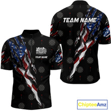 Load image into Gallery viewer, American Flag Scratch Darts Shirt For Men Custom Patriotic Dart Team Jersey Polo &amp; 1/4 Zip TDM4031