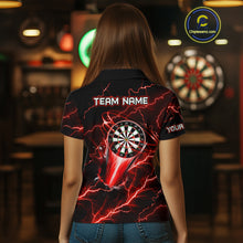Load image into Gallery viewer, Personalized Red Darts Skull Shirt For Women Custom Polo &amp; 1/4 Zip Lightning Thunder Darts Jersey TDM4621