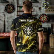 Load image into Gallery viewer, Personalized Yellow Darts Skull Shirt For Men Custom Polo &amp; 1/4 Zip Lightning Thunder Darts Jersey TDM4622