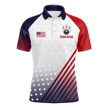Load image into Gallery viewer, American Flag Bowling Jersey For Men Custom Patriotic Bowling Shirt Team Polo &amp; 1/4 Zip |White TDM5971
